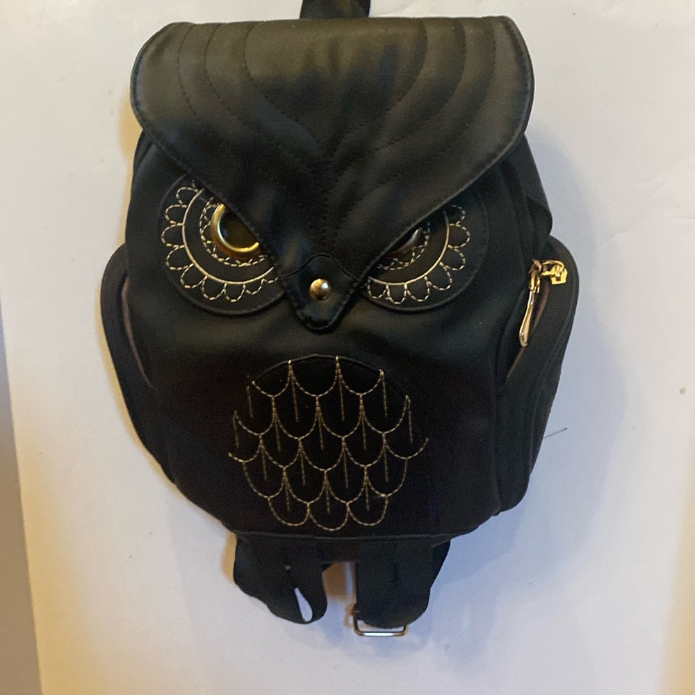 Classy Owl Backpack Pu Leather Mini backpack goldtone accents adjustable straps